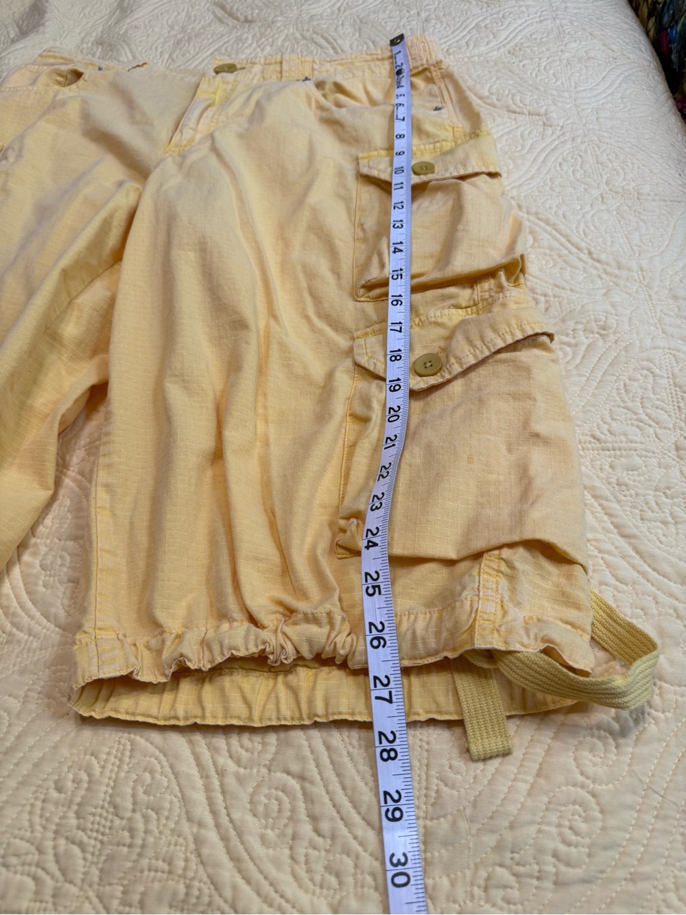 H016 BDG L w18 Yellow Cargo Bermuda Shorts Pants - Picture 7 of 12